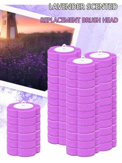 1 Set Cepillo de baño multifuncional, cabezales de cepillo reemplazables desechables con 3 aromas, incluye mango largo y caja de almacenamiento, adecuado para la limpieza del baño, la cocina y el dormitorio, Día Nacional