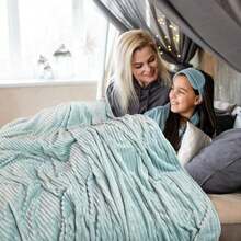 PALASSI de Rayas Suave y Caliente para Cama Sofa en Forro Polar, Distintos Colores y Tamaños Disponibles. (, )(Matrimonial Aqua) - Multicolor - Ver 3