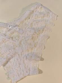 1件装女士性感蕾丝半包臀系带提臀低腰内裤 - 白色 - 查看 3