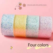 Shiny Nano Tape Bubbles DIY Set, Includes Dual Pink & Blue Glitter Tapes, Glitter Pump, Sequins, Stickers, Straws, Random Selection - Creative Multi-Piece Gift Set, Suitable For Birthday, Carnival, Christmas, Halloween Parties