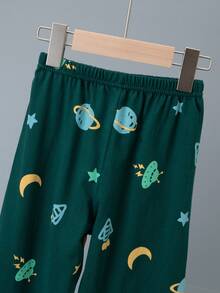 6件套男童卡通宇航员和恐龙印花长袖睡衣套装，轻薄家居服，春夏秋季 - 彩色 - 查看 3