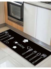 1/2/3 件套厨房地垫，简约厨具印花，可机洗，防滑，几何针织涤纶浴室地毯，短绒毛，机织长方形地垫，适用于厨房、客厅、玄关、阳台等家居装饰