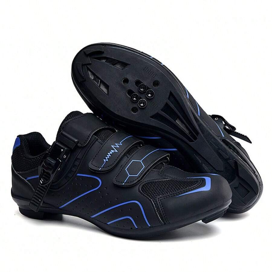 Spring Summer Mountain Bike Lockable Cycling Shoes Men Women Road Bike Lock Shoes Hard Sole Spinning Shoes Bicycle Wide Sole Shoes Sneakers For Men Elegant Shoes For Women - 568公路黑藍 - 查看 1