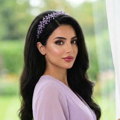 1pc Handmade Crystal & Pearl Bridal Headband, Silver Wedding Hair Accessory, Bridesmaid Gift, Valentine's Day Women Hair Hoop Decoration