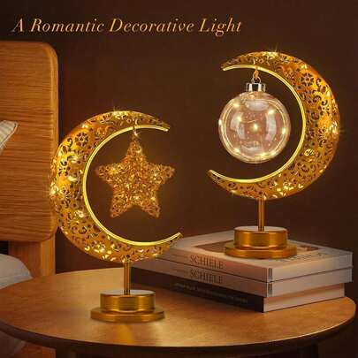 Decorative Art Style Lamp, Rattan Star-Shaped LED Night Light, Wireless Moon Lamp, Home Decor Gift, Suitable For Living Room, Office, Holidays And Other Occasions