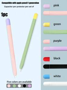 1pc Silicone Protective Case Compatible With Apple Pencil 1 (Includes 2 Pen Sleeves) - 1 Piece Of Multi-color - View 2