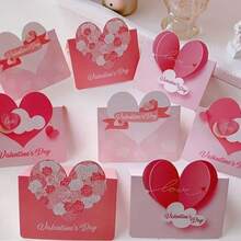10张心形卡片，情侣情书卡片，情人节贺卡，复古浪漫明信片套装，周年纪念卡片（男女通用），我爱你卡片，异地恋卡片