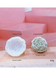 1 Set Molde de vela de flor de peonía 3D, molde de silicona grande/mediano/pequeño para decoración de vela de flor de peonía - Blanco - Ver 3