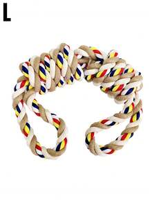 1 pieza Juguete interactivo de cuerda de algodón para tirar de la de perros, juguete de cuerda anudado para masticar y limpiar los dientes para mascotas de raza mediana/grande - Multicolor - Ver 13