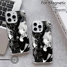 Coque de téléphone : Coque de téléphone populaire pour anime S-S, convenant aux 17 16e 16 15 14 13 12 11 Air Pro Max Mini XR XS X 7 8 Plus, protection des quatre coins, dos en TPU souple transparent et magnétique - Transparent - Voir 4
