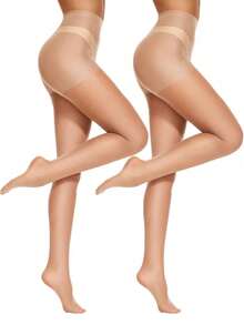 1/2/3双装女士透明连裤袜，超薄长筒袜，高腰塑形紧身裤，一次性透明丝袜，腿部塑形装饰袜，日常穿着