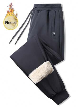 Dam fleecefodrade mjukisbyxor, mysiga joggingbyxor för hösten/vintern, mjukisbyxor för kvinnor