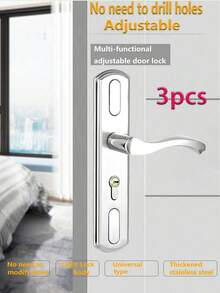 1 Set Cerradura de puerta de madera ajustable, Manija de puerta para el hogar universal, Cerradura de puerta de habitación interior, Perilla mecánica, Metal pulido, Sin necesidad de energía, Juego de manija de puerta moderna para decoración del hogar, Manija de puerta interior de moda con llave, Cerradura de antirrobo universal para puerta única - Multicolor - Ver 14