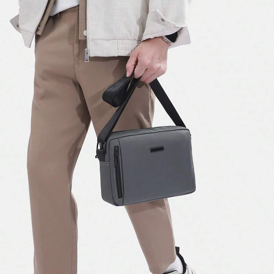 Men's Casual Business Fashion Commute Travel Waterproof Durable Shoulder Messenger Bag Phone Bag - Grey - View 1