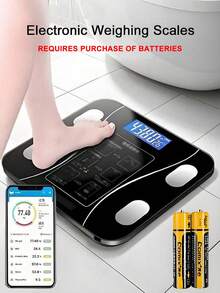 蓝牙智能体脂秤，带应用程序，精准家用健身测量设备，电子体脂秤 - 彩色 - 查看 2