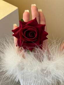 4个/2个/1个女士波西米亚风白色和红色玫瑰花发夹，奢华复古花卉发饰，优雅简约，百搭，适合日常、休闲、派对、工作、度假、洗脸、化妆、搭配服装，情人节礼物，发夹，发卡，发夹 - 彩色 - 查看 5