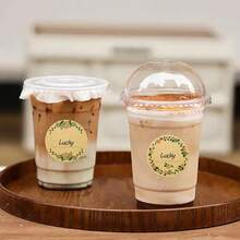 500pcs/Roll Kraft Paper Stickers, Round Wreath Pattern Stickers, Canning Labels, Food Storage Labels, Gift Bag Sealing Stickers