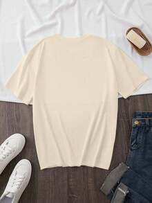 Shirt  Women Casual T-Shirt, Comic Heart Pattern For Valentine's DayLoose And Comfortable2026 Halftime Show Shirt - Màu Khaki - Xem 2