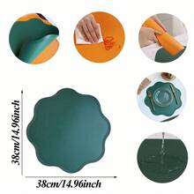 可重复使用的人造革餐垫 2 件装，厨房台面防污保护垫，可水洗易清洁，适用于家居厨房装饰、婚礼和派对。 - 彩色 - 查看 3