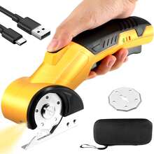 Cortador eléctrico, tijeras eléctricas rotativas portátiles inalámbricas para cartón, alfombra, cuero, tijeras recargables de uso intensivo con luz LED, bloqueo de , cuchilla, caja - 4V, 2000mAh, Tipo-C - por defecto - Ver 8