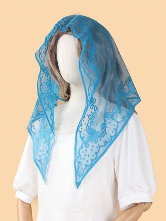 1 st. paisleymönster bohemisk polyester turkos halsduk, muslimsk bönehalsduk, andningsbar sjal