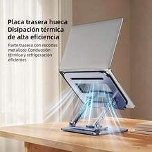 Soporte para Laptop de Acero Carbono - Base Plegable Ajustable 360° Antideslizante para PC Tabletas 10-16". Base para laptop Cumplir Diseño Ergonómico para Postura y Enfriamiento Óptimo. Plateado - Plateado - Ver 5