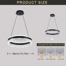 Cette nouvelle lampe suspendue de salle à manger ronde en acrylique hautement transparente a un schéma de couleurs haut de gamme et élégant, simple mais luxueux. Cette lampe suspendue montée au plafond convient aux salons et aux chambres à coucher, avec une hauteur réglable et trois options de couleur disponibles. - Multicolore - Voir 5