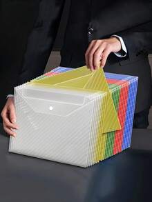10个塑料纽扣信封，适用于A4优质文件，透明；10个塑料文件袋；A4尺寸带纽扣塑料信封；透明文件袋；学校和办公室使用；加厚透明纽扣袋；美术袋；A4绘画收纳袋；A4文件袋；素描纸册袋；防水文件袋 - 彩色 - 查看 7