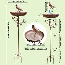 1个复古户外鸟浴盆 - 由耐用的铁制成，这款质朴的花园装饰品易于安装，并能吸引鸟类。适合用作庭院、露台或其他区域的喂食器，并采用耐候的树叶图案设计。 - 彩色 - 查看 10
