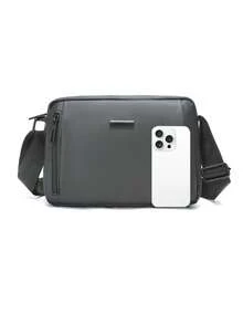 Men's Casual Business Fashion Commute Travel Waterproof Durable Shoulder Messenger Bag Phone Bag - Grey - View 3