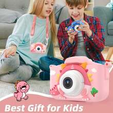 Holiday Gift Choice Dinosaur Digital Camera Cute Cartoon Design Camera Portable Camera Toy Video Recording Pocket Camera With 32GB Memory Card Rechargeable Camera With 5 Puzzle Games For Boys Girls, Birthday Halloween Christmas New Year Gift - Màu xanh lam - Xem 3