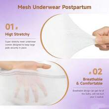 1 Box Of 5-Piece Disposable Maternity Elastic Underwear, High Elastic Waist Circumference, Disposable Mesh Pants With Padding, AST Flat Bottom Pants, Made Of Polyester And Spandex Materials, Soft And Breathable, Comfortable, Lightweight And Stress Relieving