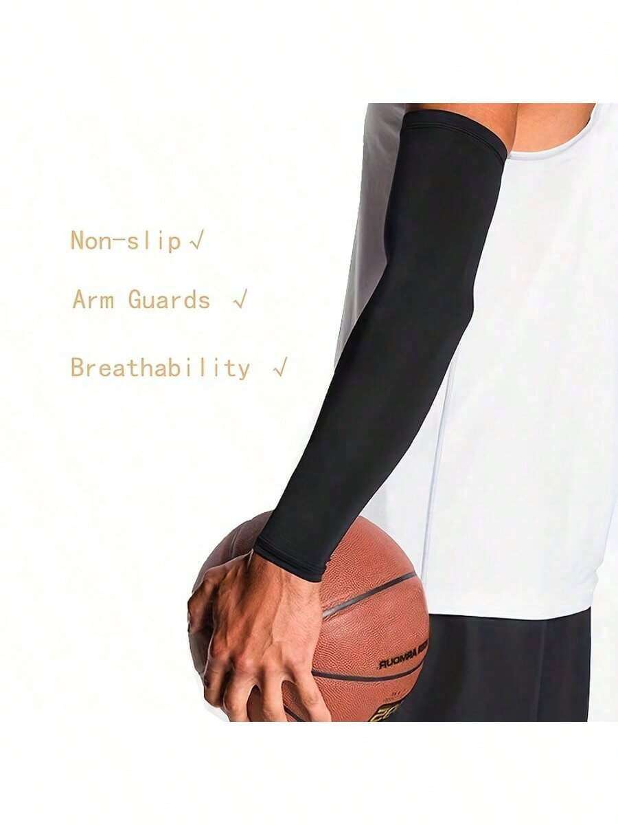 这款篮球护臂两件装采用压缩面料（支撑肌肉，减轻疲劳）和透气吸湿设计（在激烈运动中保持手臂凉爽）。它们可以防止擦伤和日晒，有多种鲜艳的颜色可供选择，并且适合各种臂围。