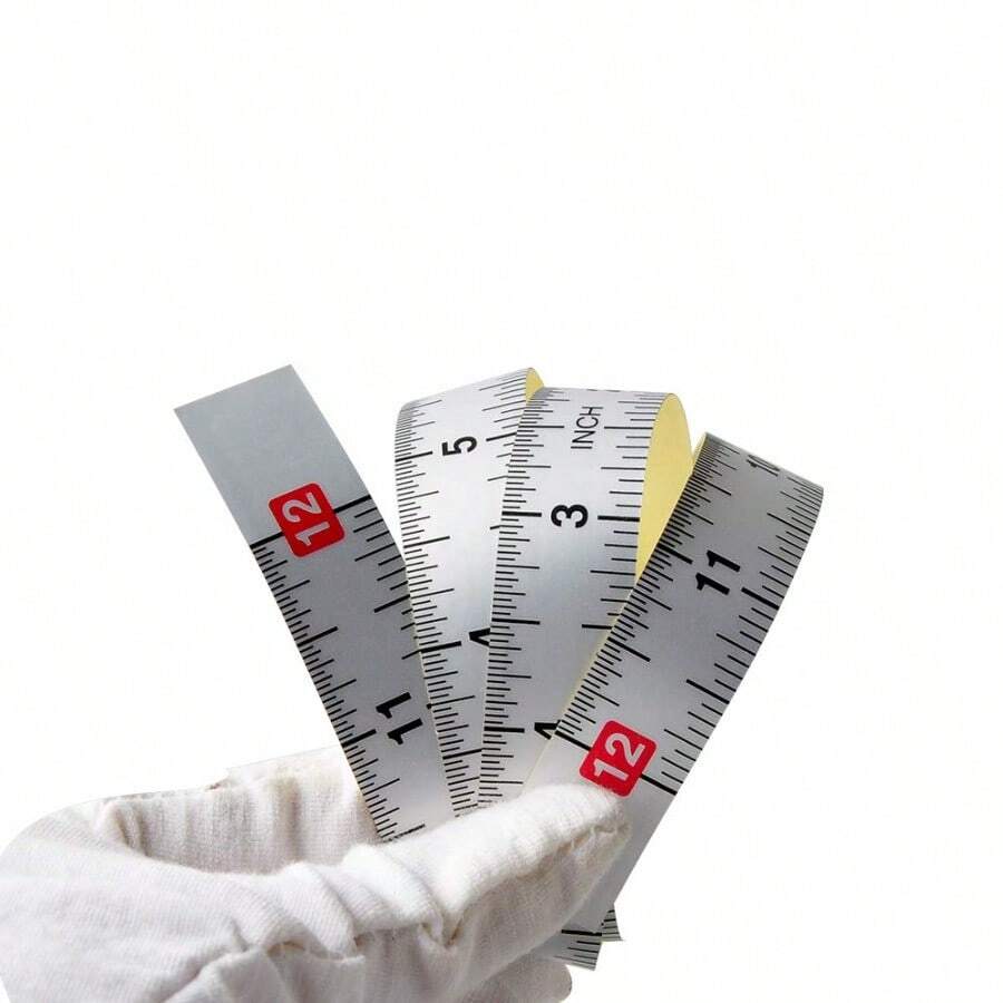 Start from Middle - Inches - WIN TAPE Pack of 1pc 30cm Short Adhesive Table Sticky Measuring Tape Ruler Self-Adhesive Tape Measure (Start from Middle - Inches) - Plateado - Ver 1