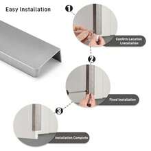 Satanga Brushed Nickel Pack of 2 Edge Finger Pull for Cabinets Kitchen Concealed Aluminum Hidden Bar Pulls Drawer Pulls Easy to Install 3.15 inch Overall Length - cepilladonquel - Ver 5