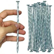 Estacas de césped artificial galvanizadas en espiral para paisaje de 6 pulgadas estacas de tela para bordes de pavimentación jardinería bordes de césped carpintería y más 25 piezas - Plateado - Ver 1