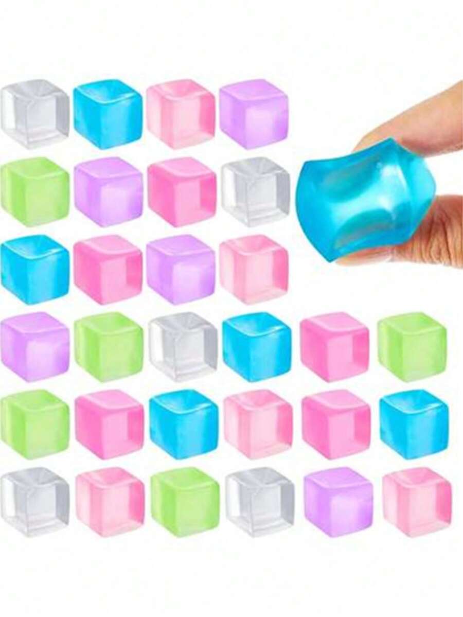 1/5/10pcs Ice Cube Squeeze Toys/Ice Cube Soft Gifts, Halloween, Christmas Stress Relief Squeeze Toys/Stress Relief Jelly/Maltose Color Changing Heart Squeeze Toys