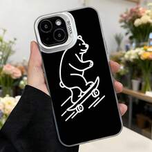 Funda para iPhone Negra con Estampado de Perro Patinando y Texto CASEMO Ideal para Uso Diario en Floristerías y Espacios Urbanos,Aplicable a los teléfonos de la serie Apple y Galaxy - Negro - Ver 3