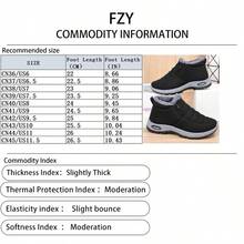 FZY Thick-Soled, Padded, Thick Snow Boots For Women - Waterproof, Anti-Slip, Warm Shoes / Casual Sports Shoes - Side Zipper, Lightweight One-Piece Boot, Women's Loafers, Elegant And Fashionable Low-Top Ankle Boots - Durable Hiking And Trekking Shoes / Valentine's Day Gift For Girlfriend. Black Leather Loafers, Versatile And Practical Commuting Shoes. - 黑色 - 查看 3