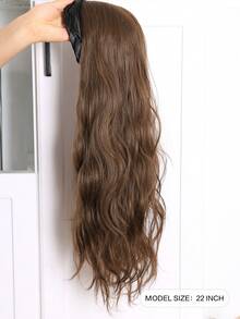 22 Inch Long Curly Wig, Detachable Headband, Brown Color, Women Synthetic Fiber Wig, Natural Big Wave Half Wig, Halloween - Brown - View 2