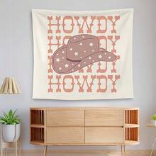 Howdy Tapestry, Pink Cowgirl Hat Wall Hanging, Cowgirl & Western Room Decor - 彩色 - 查看 3