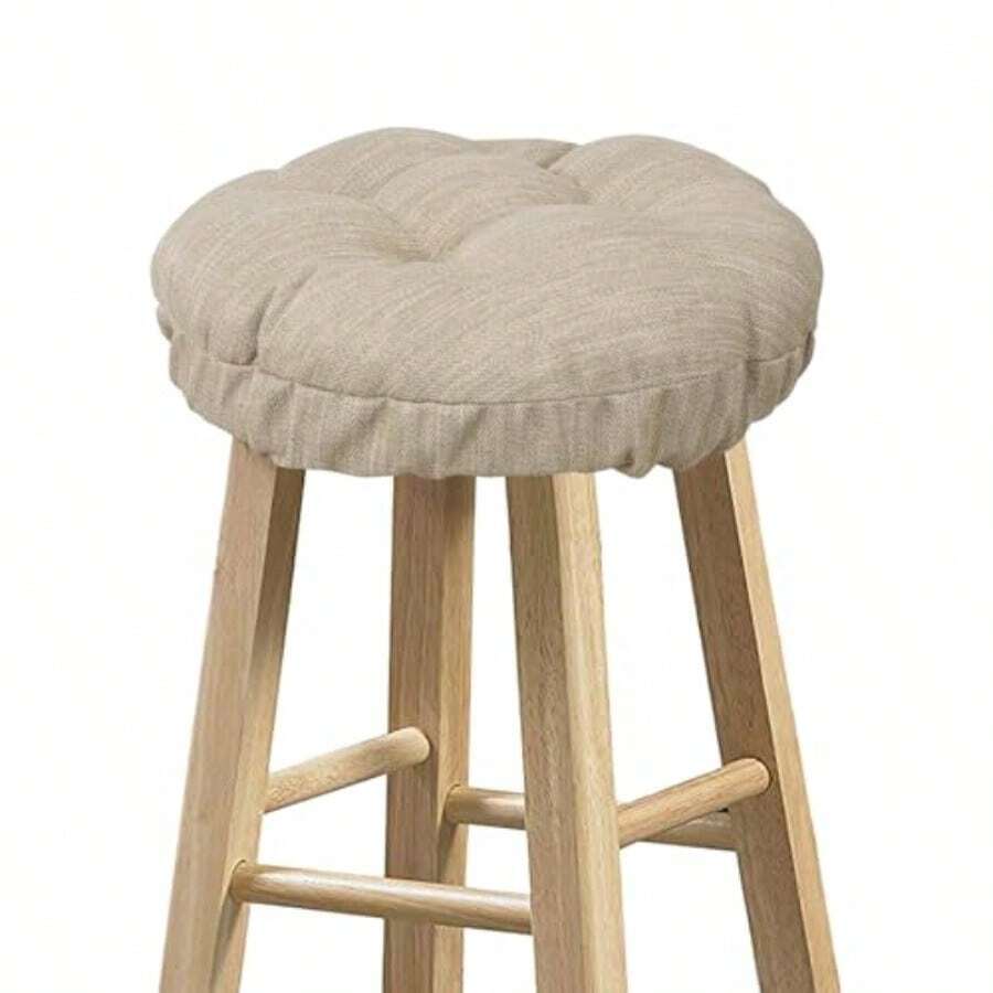 baibu Fundas para taburetes redondas supersuaves redondas para taburetes de bar solo un cojín beige 30 cm - Beis - Ver 1