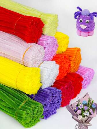 Craft Supplies: 1. Hair Root Cleaning Stick 2. Colored Hair Root Stick 3. Soft Hair Root Stick 4. Gray Hair Root Cleaning Stick 5. Solid Color Hair Root Stick 6. Hair Root Cleaning Stick Craft Material 7. Hair Root Stick For Hair Root Cleaning Craft 8. Plush Hair Root Brush 9. Art Projects & Decorations 10. Handmade DIY Materials Twist Tie Bouquet Gifts, Suitable For Christmas, Graduation, Birthday