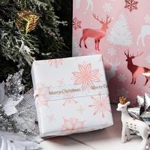 LeZakaa - Mini rollo de papel de regalo de Navidad rosa reno y copo de nieve lámina metálica diseño reversible de lámina de oro rosa para día festivo festivas de invierno reuniones familiares 17 - rboldeNavidadycopodenieve - Ver 2