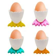 4pcs Egg Cup Set, Cartoon Egg Holder, Soft & Hard Boiled Egg Cups, Breakfast & Brunch Soft Boiled Egg Storage - Multicolor - View 12