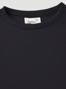 Felpa da ragazzo, in cotone, con numero 67 in paillettes nere, collo tondo casual, spalle cadenti, versatile per autunno/inverno, tessuto spesso, fodera in pile caldo, collo tondo, vestibilità morbida, comoda maglietta a maniche lunghe per bambini - nero - Visualizzare 3