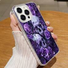 Calaberas y rosas moradas oscuras florecen belleza gótica.Funda de teléfono magnética Elemento de diseño de funda para teléfono, una funda elegante y delicada hecha de material TPU, con diseño - Succión magnética transparente - Ver 6