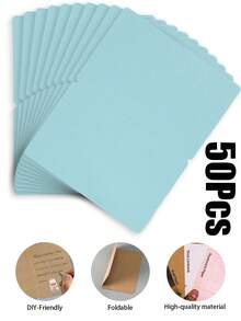 3/10/20/50张装DIY圆角折叠贺卡 - 19.7x14.8厘米/7.75x5.8英寸，空白可涂鸦。提供珠光纸、牛皮纸和纯色卡纸材质。适用于生日、婚礼、感谢活动和日常通信。