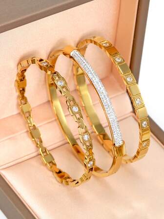 18 Karat vergoldetes Edelstahl Armband, geeignet für den täglichen Gebrauch von Frauen, klassisches europäisches und amerikanisches populäres Schloss, weiches keramisches Kristall geometrisches Multielement Design Stil, großzügiger personalisierter eleganter Luxus Lässig Handgelenk Schmuck, Hochzeitsschmuckset, für Mädchen, Frauen, Mütter, Verwandte, Freunde, schöne Hochzeit, Geburtstag, Valentinstag, Muttertag Geschenk.