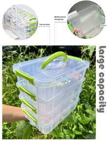 4-Layer Stackable Transparent Plastic Storage Box With Lid - Portable Large Capacity Container, Suitable For Home And Office, Can Be Used For Toys, Snacks, Etc.